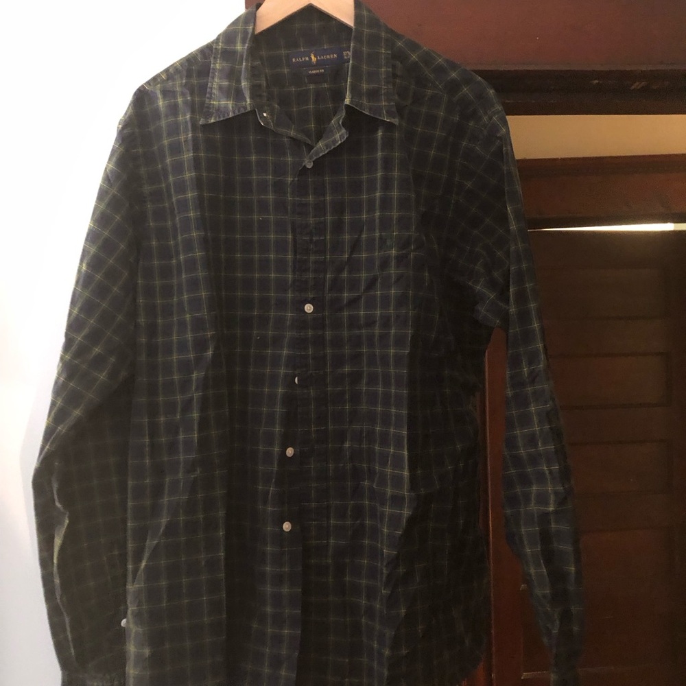 Ralph Lauren Green & Navy Plaid Button-Up Shirt